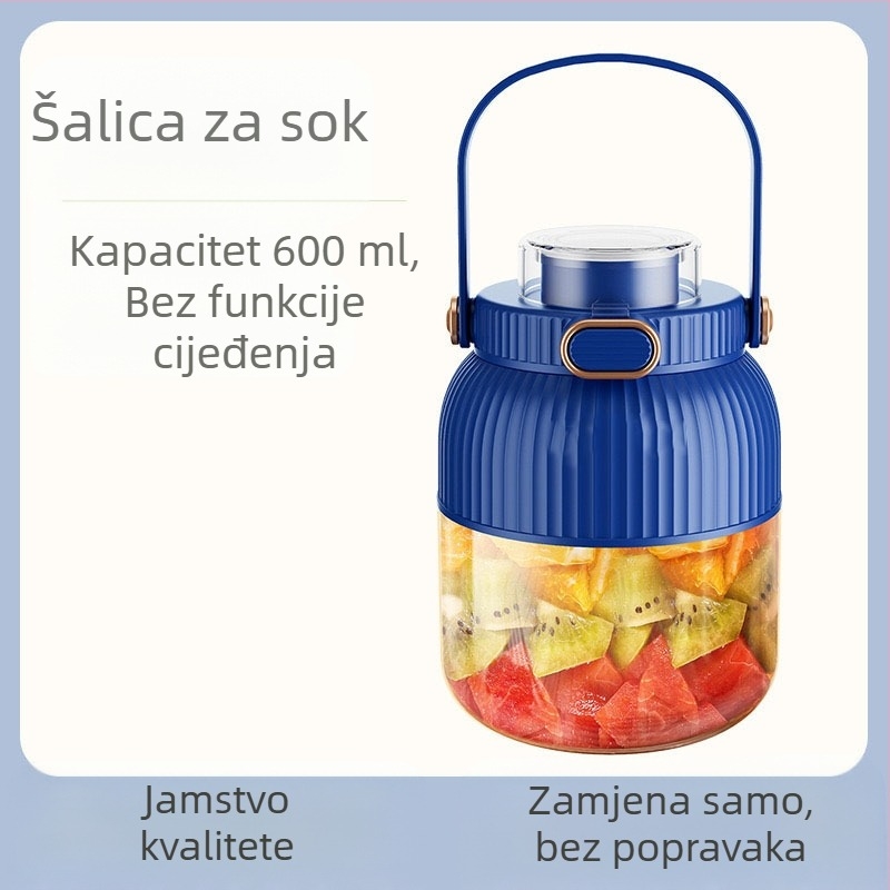 Prijenosni sokovnik za voće i povrće, kapacitet 601–800 ml, snaga 200 W, brzina 20001–22000 rpm, 5+ oštrica, ugrađena baterija