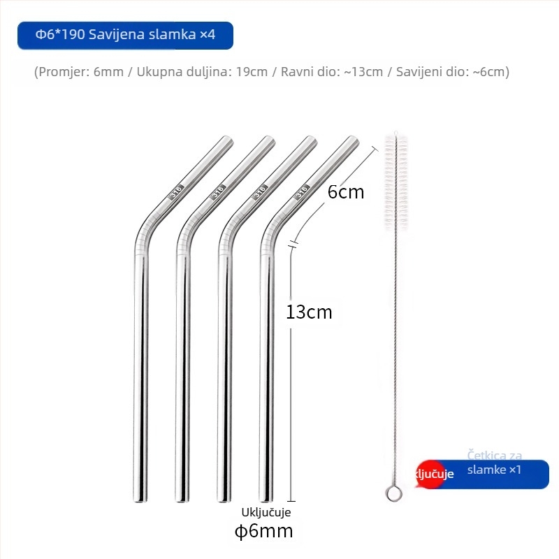 Slamka od nehrđajućeg čelika 316, ravna, prijenosna za kućnu upotrebu s mlijekom, kavom ili kašom