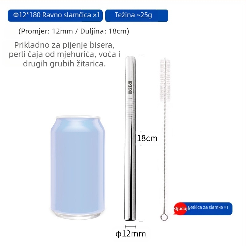 Slamka od nehrđajućeg čelika 316, ravna, prijenosna za kućnu upotrebu s mlijekom, kavom ili kašom