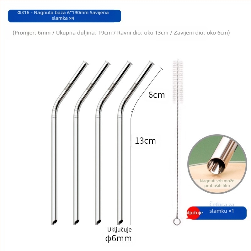 Slamka od nehrđajućeg čelika 316, ravna, prijenosna za kućnu upotrebu s mlijekom, kavom ili kašom