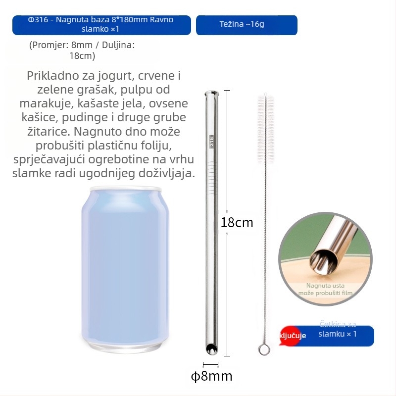 Slamka od nehrđajućeg čelika 316, ravna, prijenosna za kućnu upotrebu s mlijekom, kavom ili kašom