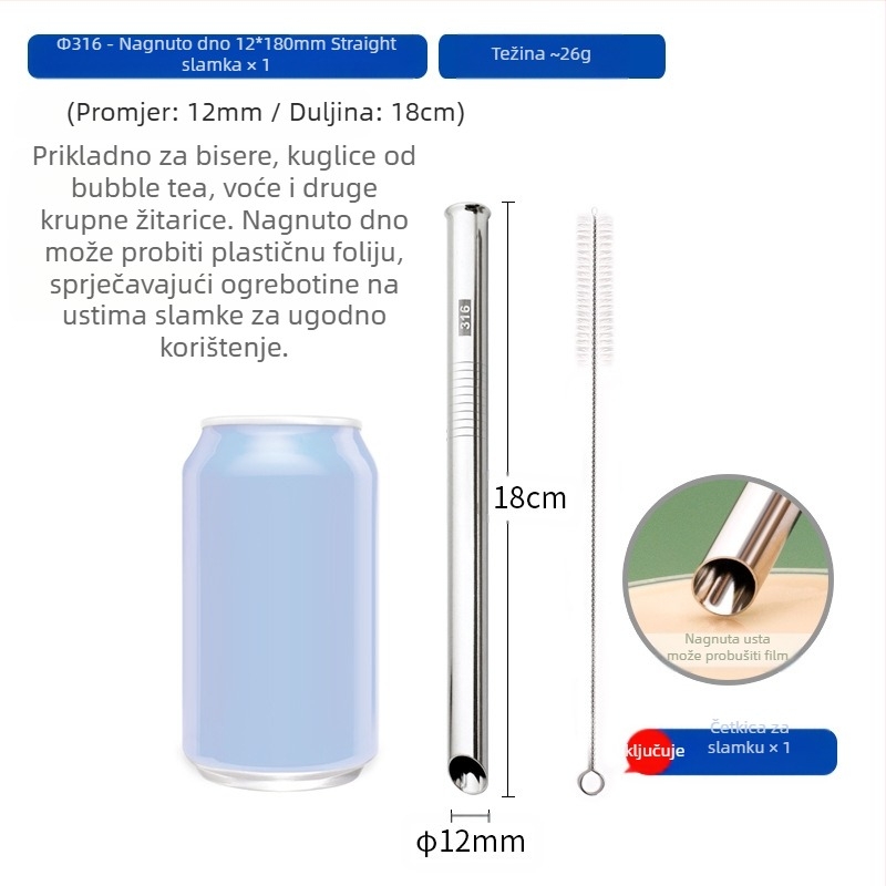 Slamka od nehrđajućeg čelika 316, ravna, prijenosna za kućnu upotrebu s mlijekom, kavom ili kašom