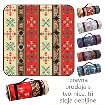 Piknik prostirka od flanel materijala s aluminijskom folijom, vodootporna i otporna na vlagu, za više osoba, težina 1000 g