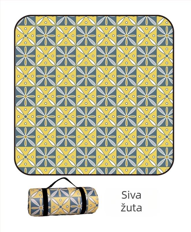 Piknik prostirka od flanel materijala s aluminijskom folijom, vodootporna i otporna na vlagu, za više osoba, težina 1000 g