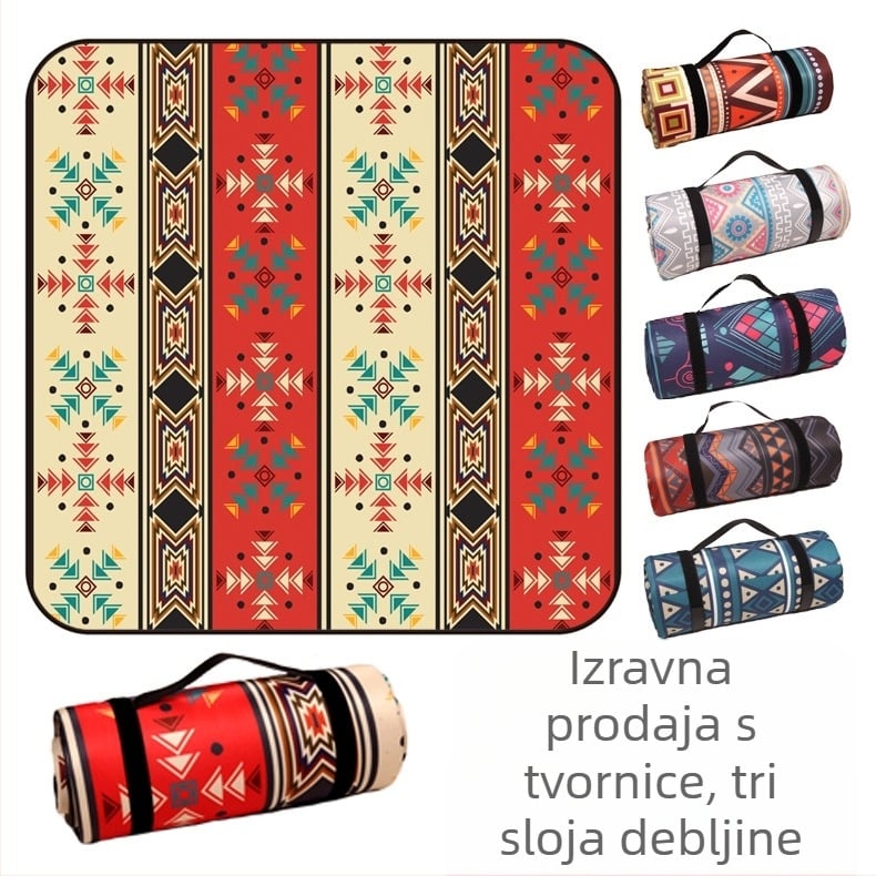 Piknik prostirka od flanel materijala s aluminijskom folijom, vodootporna i otporna na vlagu, za više osoba, težina 1000 g