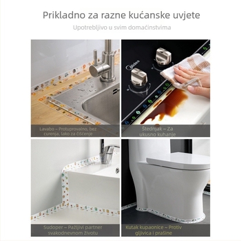 Vodootporna zidna traka za kuhinju i kupaonu, otporna na plijesan, brtveni trak, ploski dizajn, 1 kom