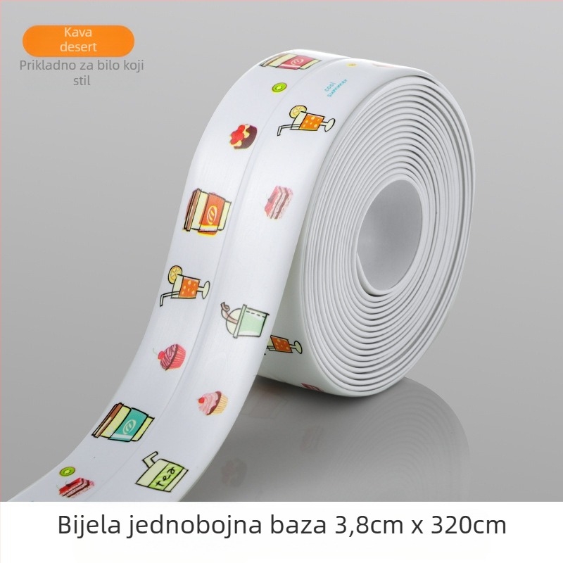 Vodootporna zidna traka za kuhinju i kupaonu, otporna na plijesan, brtveni trak, ploski dizajn, 1 kom