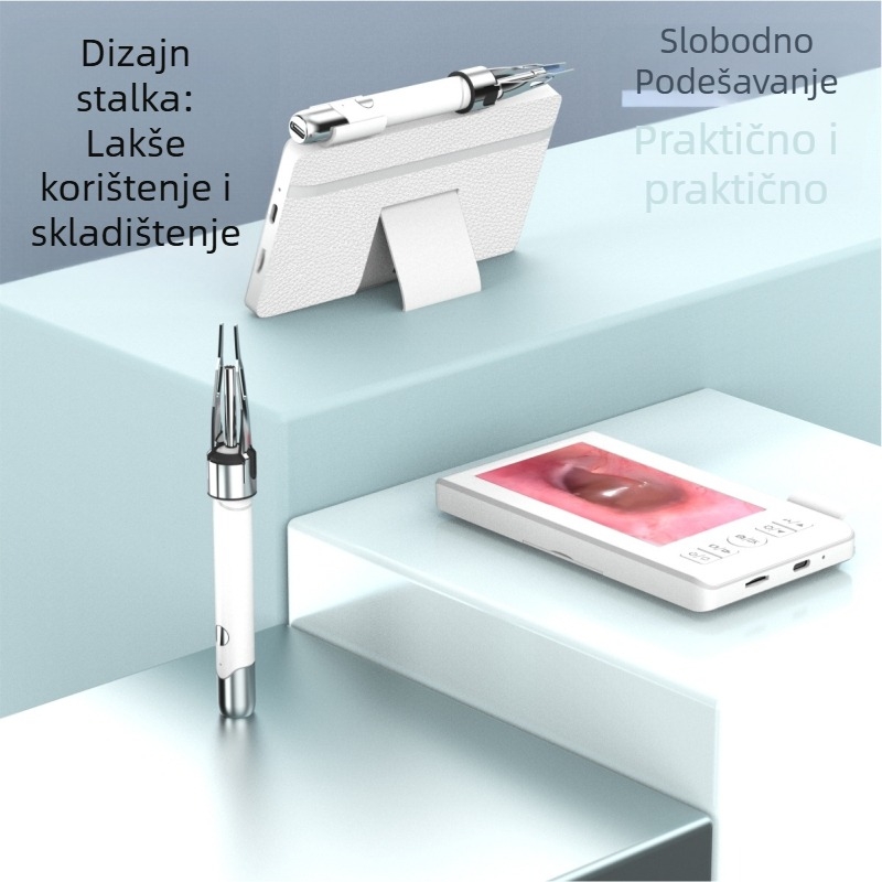 Glow ušna žlica s zaslonom, bežični vizualni alat za uho s pincetom, PC+ABS materijal