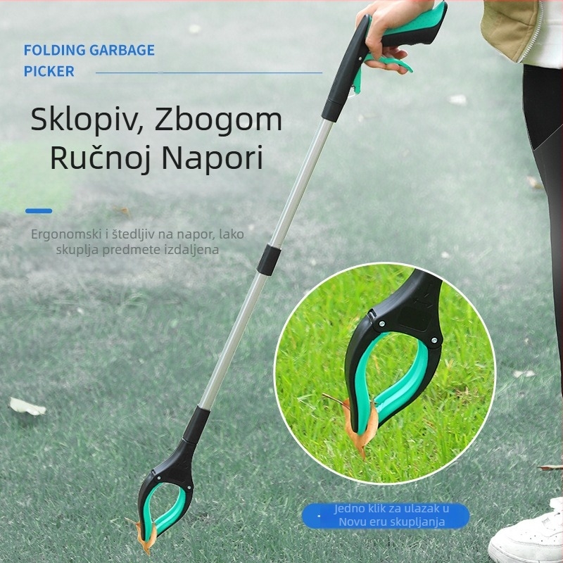 Lanwei sklopivi klip za smeće, metalno-plastična konstrukcija, prijenosni alat za sakupljanje otpada, 60 kom./kutija, 160 g, četvrtasti oblik