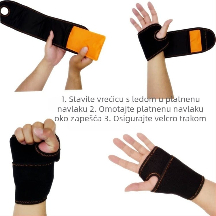 Ledena obloga za zglob ruke za toplu i hladnu terapiju – gelno punjenje, najlon materijal, zaštitnik zapešća, privatna etiketa dostupna, prilagodba