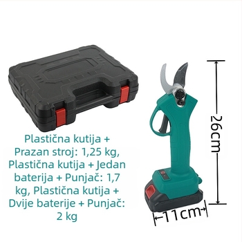 Električne škare za podrezivanje grana, punjiva litij baterija, 220V, za voćne grane, bez udara