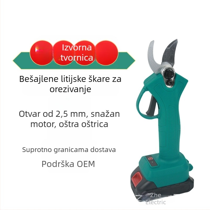 Električne škare za podrezivanje grana, punjiva litij baterija, 220V, za voćne grane, bez udara