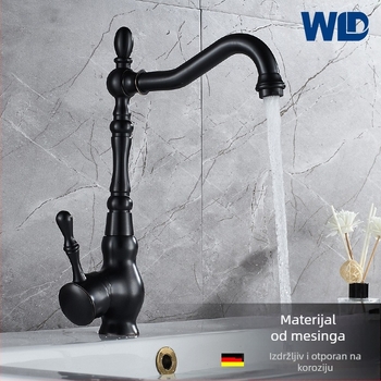 Kuhinjski miješani slavina za sudoper, bakreno tijelo, keramički jezgreni ventil, funkcija miješanja, 1/2" ulaz/izlaz, model 6006