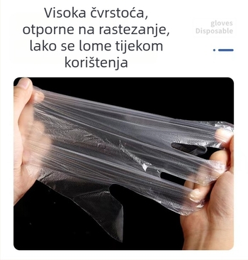Jednokratne rukavice s otvorom za vješanje za catering i komercijalne kuhinje, polietilen, otporne na prašinu, debljina 0.013 mm