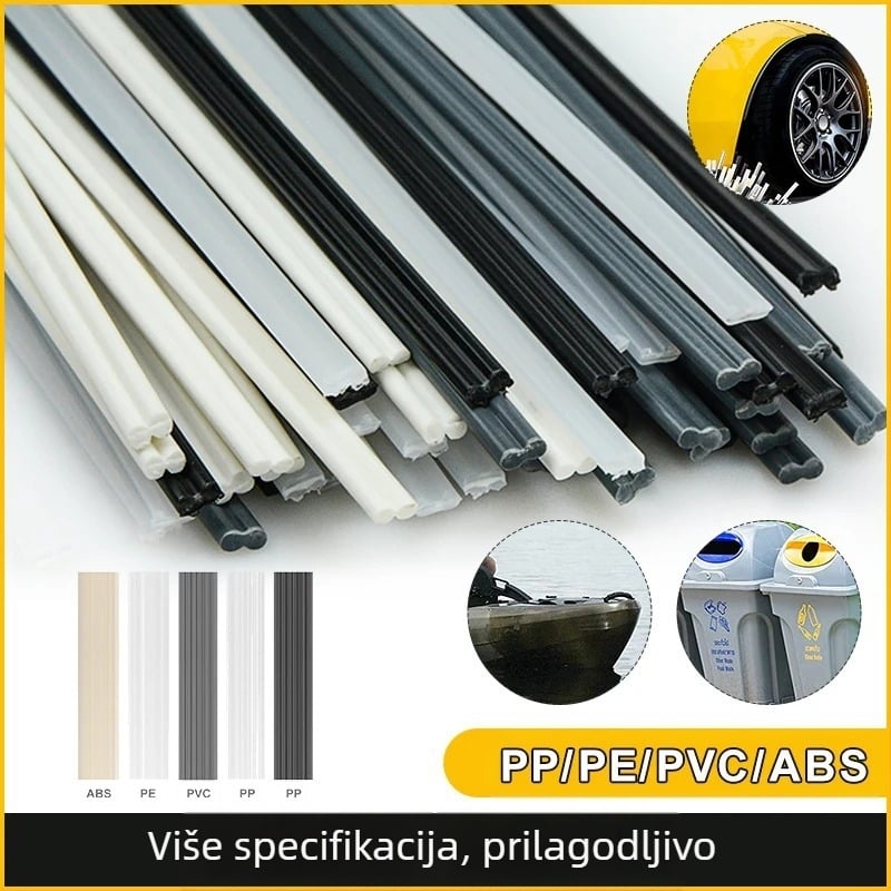 Plastična šipka za zavarivanje za popravak automobinskog branika, PP/PE/PVC/ABS, 20 cm, zavarivanje topljenjem