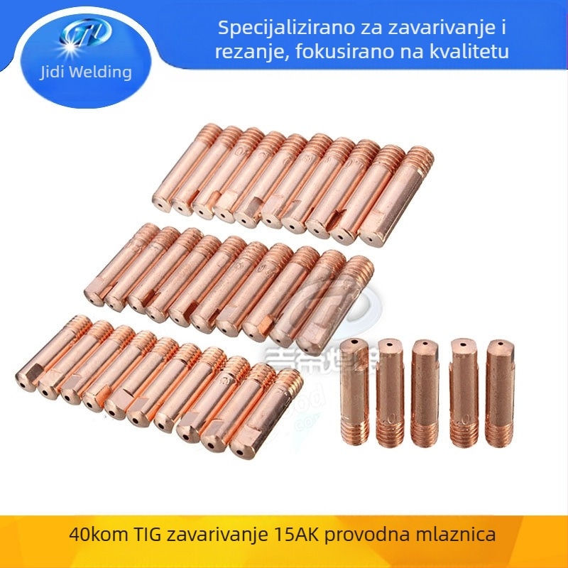 15AK vodljiva mlaznica, set od 40 komada, europskog stila ručne zavarivačke dodatke, uvođenje žice 0.8/0.9/1.0