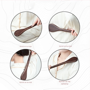 Drveni masažni štapić za meridijane – ručno upravljanje, okrugla masažna glava, 1 brzina, za vrat, leđa, slabinu, bedro i noge