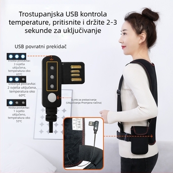 Uređaj za njegu struka i leđa s infracrvenim grijanjem i kontrolom temperature, vremensko grijanje, 3 razine, 10W, 5V, 55–65°C