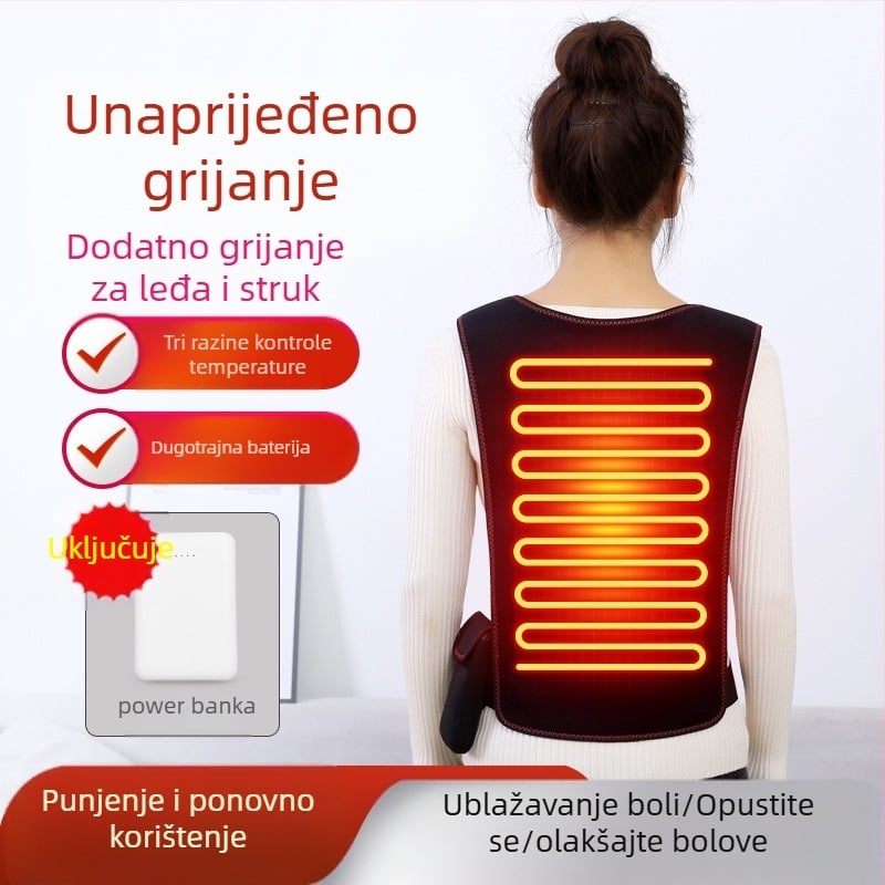 Uređaj za njegu struka i leđa s infracrvenim grijanjem i kontrolom temperature, vremensko grijanje, 3 razine, 10W, 5V, 55–65°C