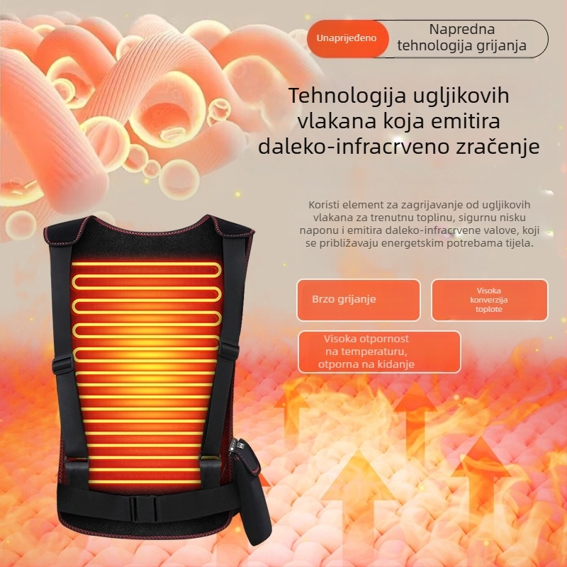 Uređaj za njegu struka i leđa s infracrvenim grijanjem i kontrolom temperature, vremensko grijanje, 3 razine, 10W, 5V, 55–65°C