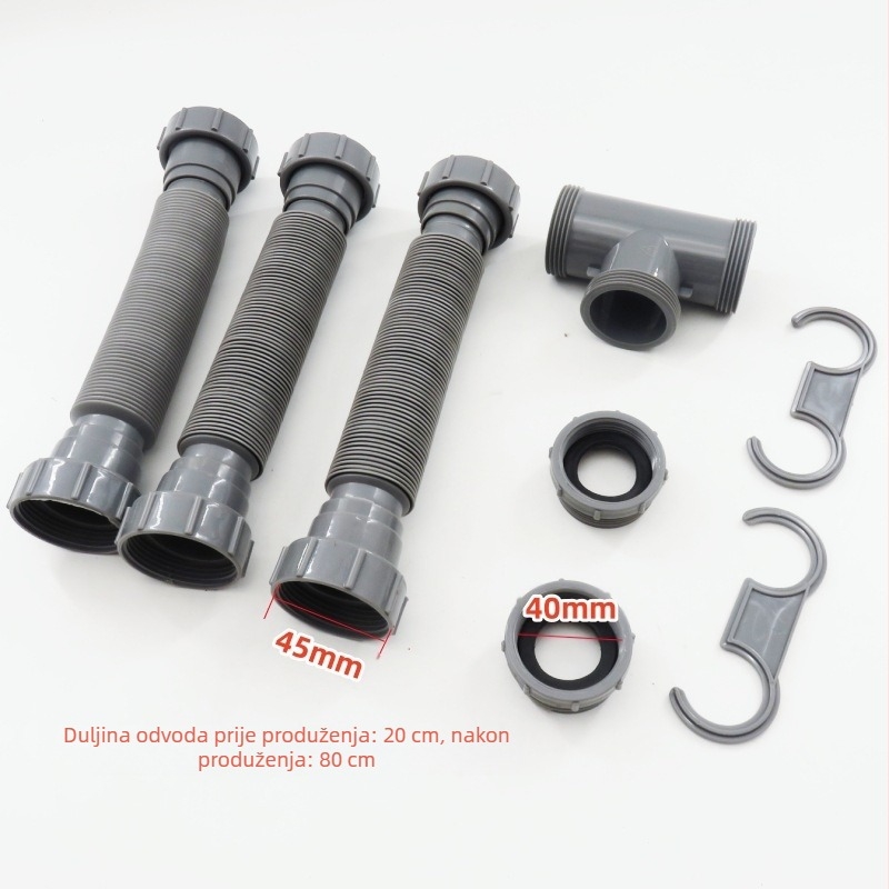 Odvodna cijev za umivaonik – fleksibilna, demontažna, britski stil odvodnje, plastična, model 241029-08, moderan minimalistički dizajn, prilagodba dostupna