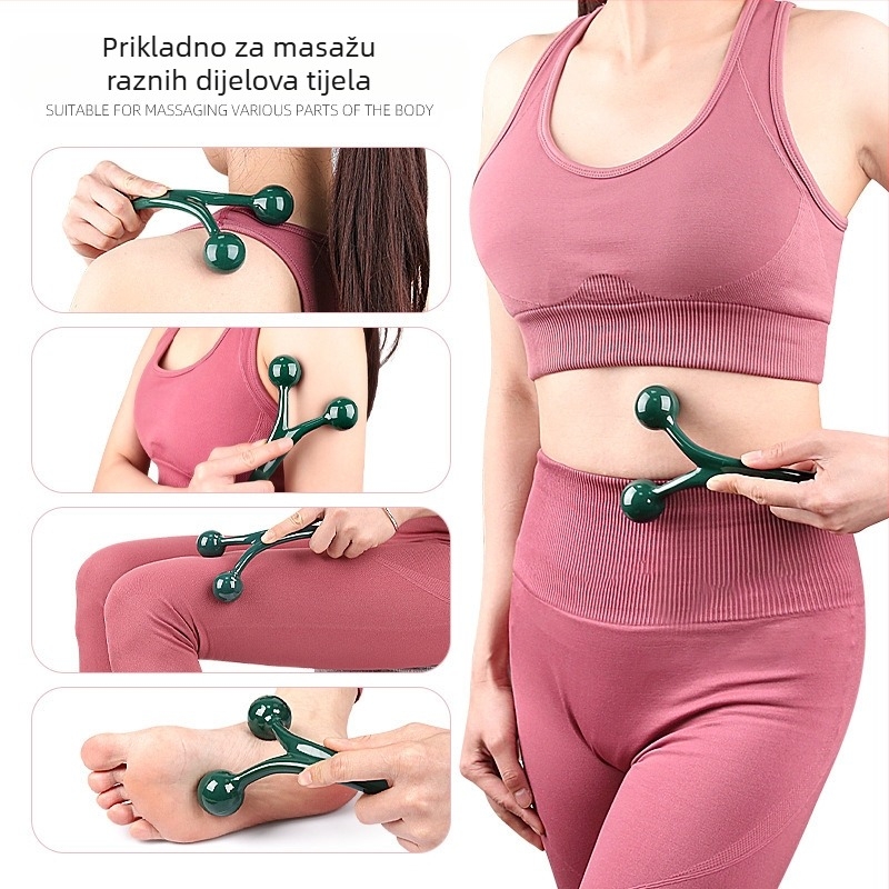 Ručni masažer za lice i tijelo s tri kuglice — akupresijski masažer, PS materijal, 71 g