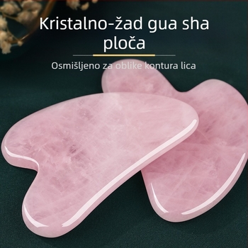 Nefrit gua sha ploča za lice, srcolasti polukružni oblik, za njegu lica, moguć logotip, pakiranje 1 kom
