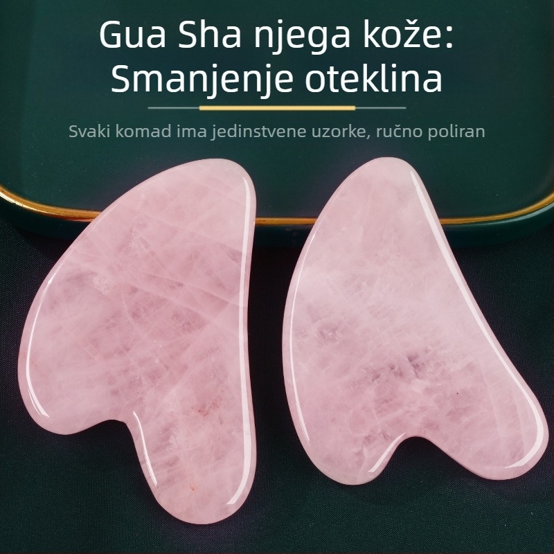 Nefrit gua sha ploča za lice, srcolasti polukružni oblik, za njegu lica, moguć logotip, pakiranje 1 kom