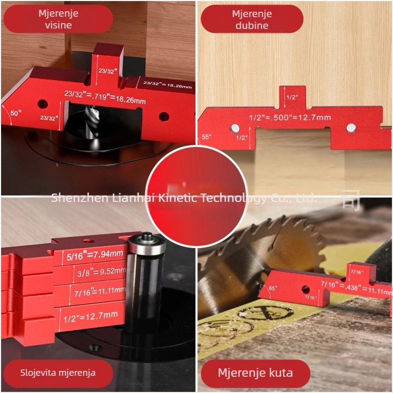 Skup mjerača kuta i visine za strojnu pilu – 7–14 dijelova, s digitalnim zaslonom, visoka preciznost