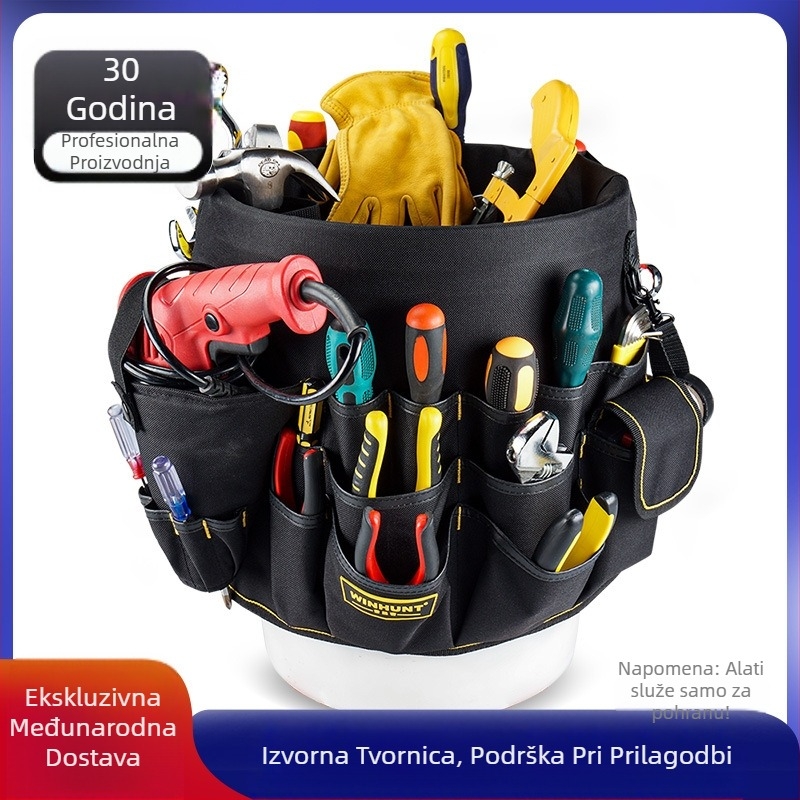 Torba-kofa za alate WH006 — sveobuhvatni komplet za električare i alate, Oxford platno, nosivost 10 kg.
