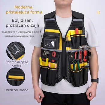 Vesta za alate od vodootpornog Oxford materijala, ojačana izdržljiva konstrukcija, brz pristup pretincima za alate