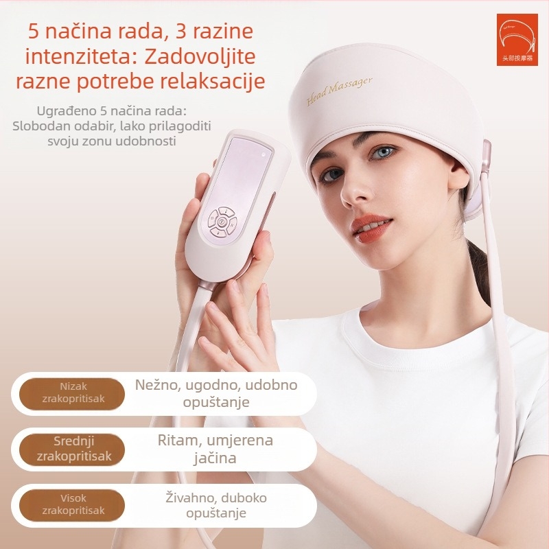 Masazer za glavu T-365, baterijsko napajanje, upravljanje gumbom, 3. brzina, masaža glave/air bag