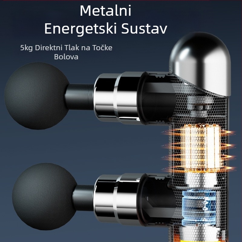 Masažni pištolj za mišiće s 6+ nastavcima, ugrađena baterija 1200–2000 mAh, kompaktna i prijenosna, višefazno upravljanje brzinom, buka ispod 36 dB