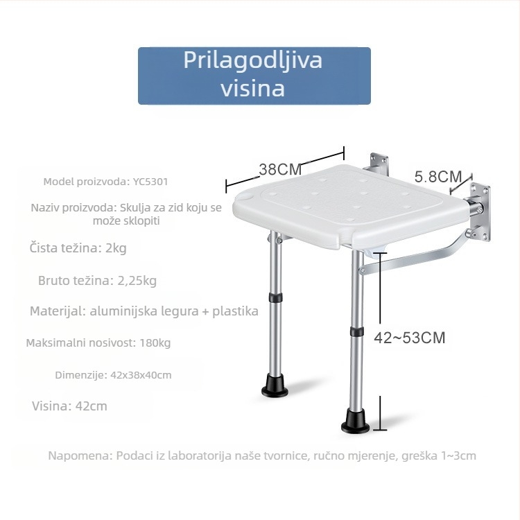 Sklopiva tuš-stolica od aluminijske legure; za starije i osobe s invaliditetom; podrijetlo Zhongshan, Guangdong; sklopiva