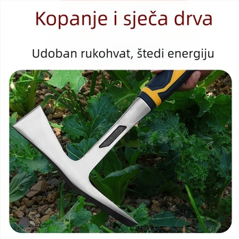 Višenamjenski krampač s jednoplošnim dizajnom — šiljata i plosna oštrica, funkcija čekića za vanjsku upotrebu u vrtu i na farmi