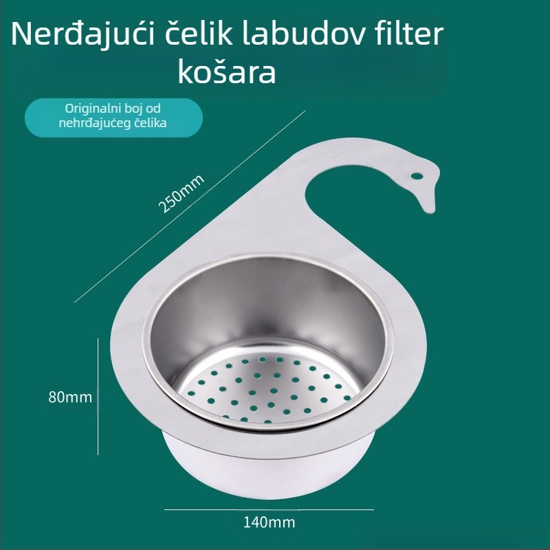 Sito za sudoper u obliku labuda, čvrst plastika, odvajanje otpada, pranje povrća, suho i mokro odvodnjavanje