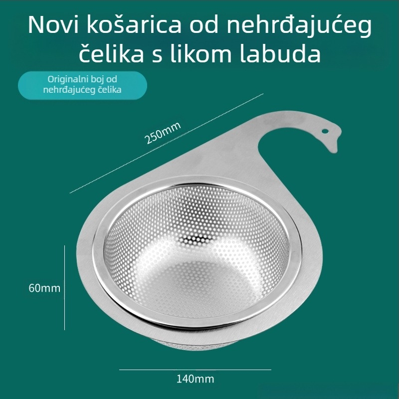 Sito za sudoper u obliku labuda, čvrst plastika, odvajanje otpada, pranje povrća, suho i mokro odvodnjavanje