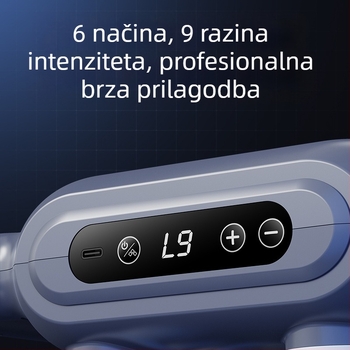 Profesionalni prijenosni masažni pištolj s osam glavama za fasciju i mišiće, s ugrađenom baterijom, tihi rad