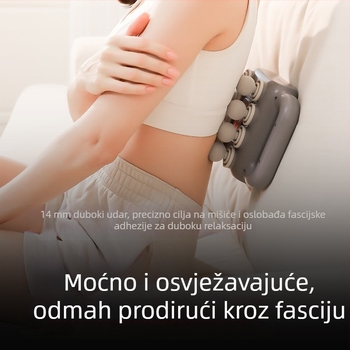 Profesionalni prijenosni masažni pištolj s osam glavama za fasciju i mišiće, s ugrađenom baterijom, tihi rad