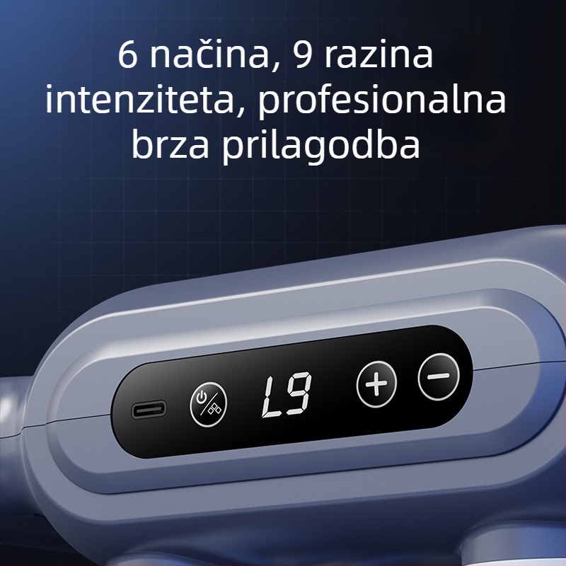 Profesionalni prijenosni masažni pištolj s osam glavama za fasciju i mišiće, s ugrađenom baterijom, tihi rad