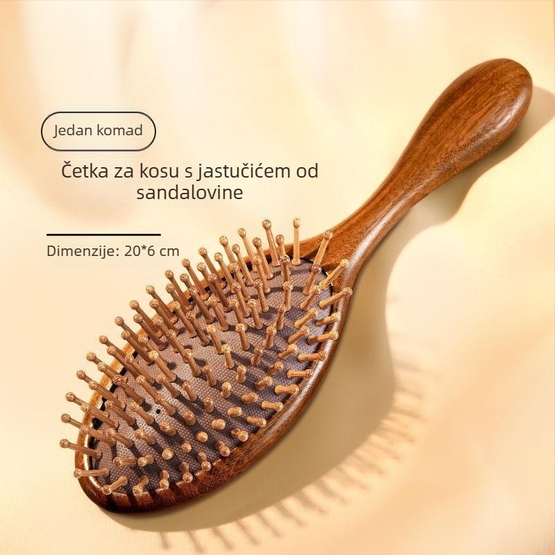 Ovalni masažni češalj od sandalovog drveta s gravurom Feniksa za meridijane vlasišta, Yixuan, podrijetlo Jinhua