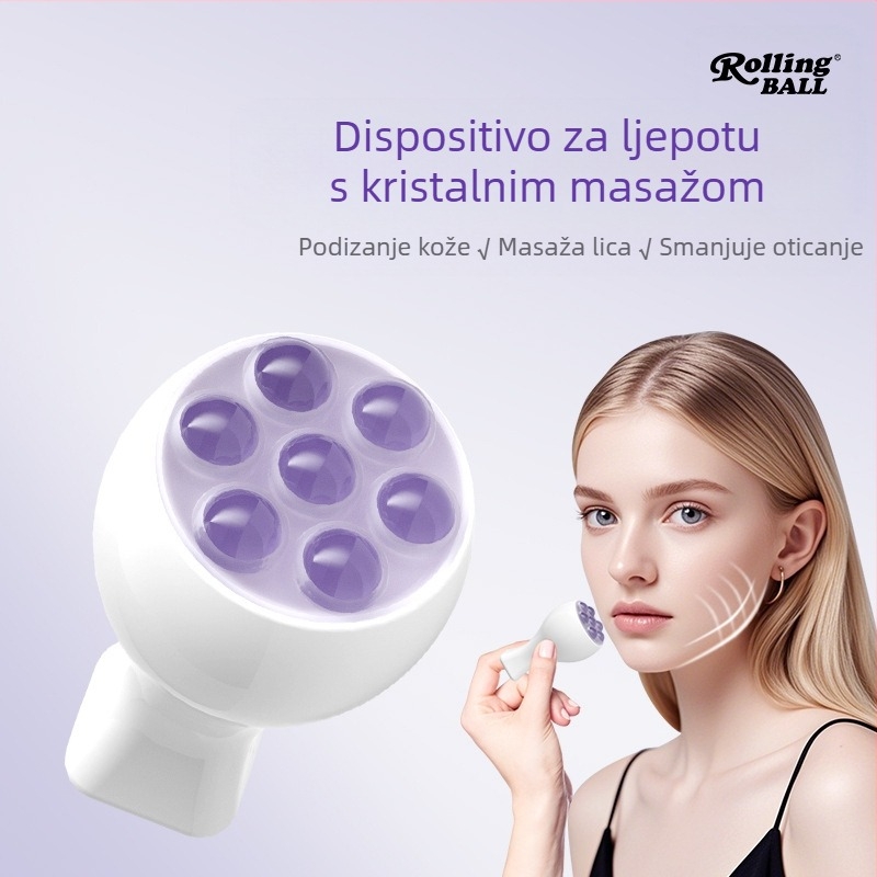 Ručni masirač za lice s kuglom kvarca i jade rolom za lice i vrat, bez električne energije