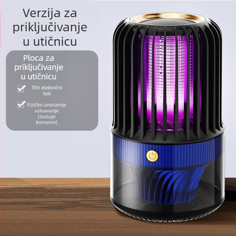 Električni ubijač komaraca s elektrošokom, USB punjenje, UV LED lampica, pokriće 41-60 m², baterija 1000-1600 mAh, radni vijek 1-3 h, kućište ABS