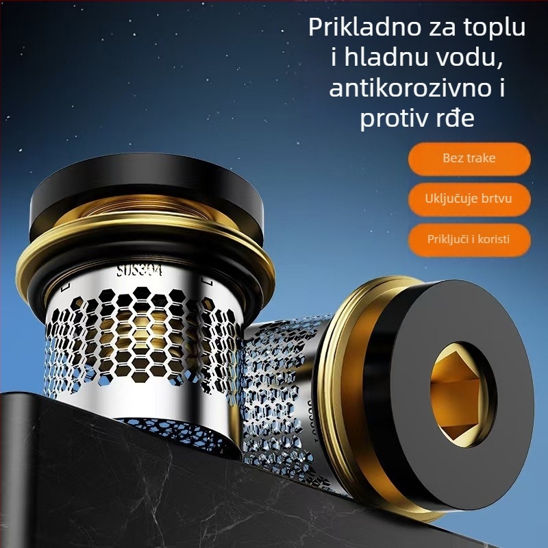 Tuš ventil s protuous toku, provjerni ventil i zatvarač ventila; bakrena konstrukcija; filtar gumica