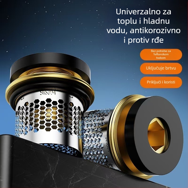 Tuš ventil s protuous toku, provjerni ventil i zatvarač ventila; bakrena konstrukcija; filtar gumica