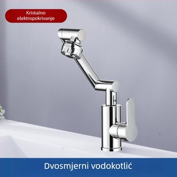 Luckcat miješajući slavina za drez s mehaničkim ramenom, topla i hladna voda, nehrđajući čelik, keramički patron, 360° okret