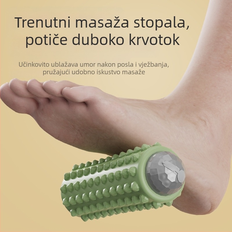 Električna masažna šipka za fitness i jogu, USB napajanje, mehaničko upravljanje, neprekidna promjenjiva brzina, 4 okrugla masažna vrha, oblik: pravokutno trapezastog oblika, pogodno za glavu, vrat, struk i kuk.