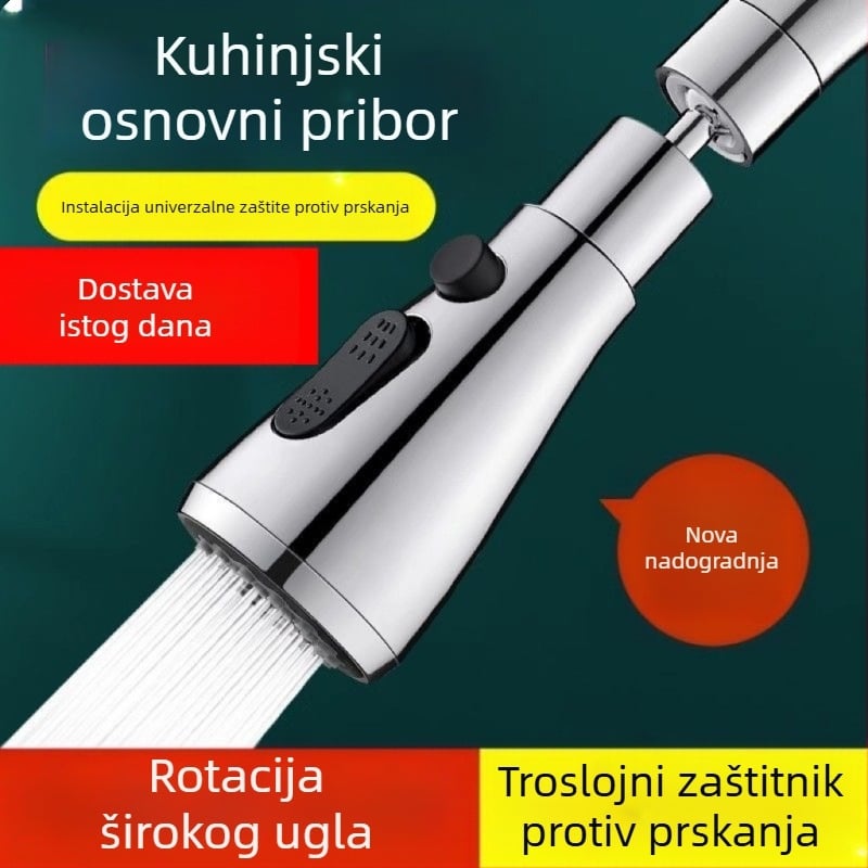 CJ-76 Bakrena kuhinjska anti-prskajuća glava s univerzalnim produženjem, spiralna montaža, tip ventila: osovinski valjak, elektroplatinirani završni sloj