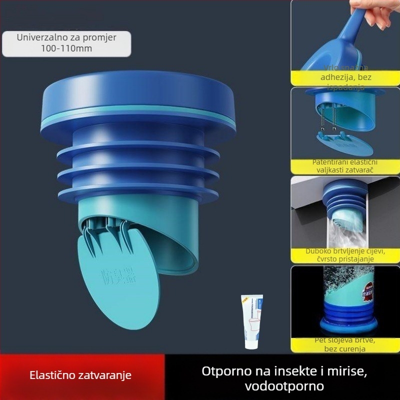 Tijesni prsten za flanšu toaleta s ventilom – protiv povratnog protoka, kontrola mirisa, debeli gumeni prsten, Makin