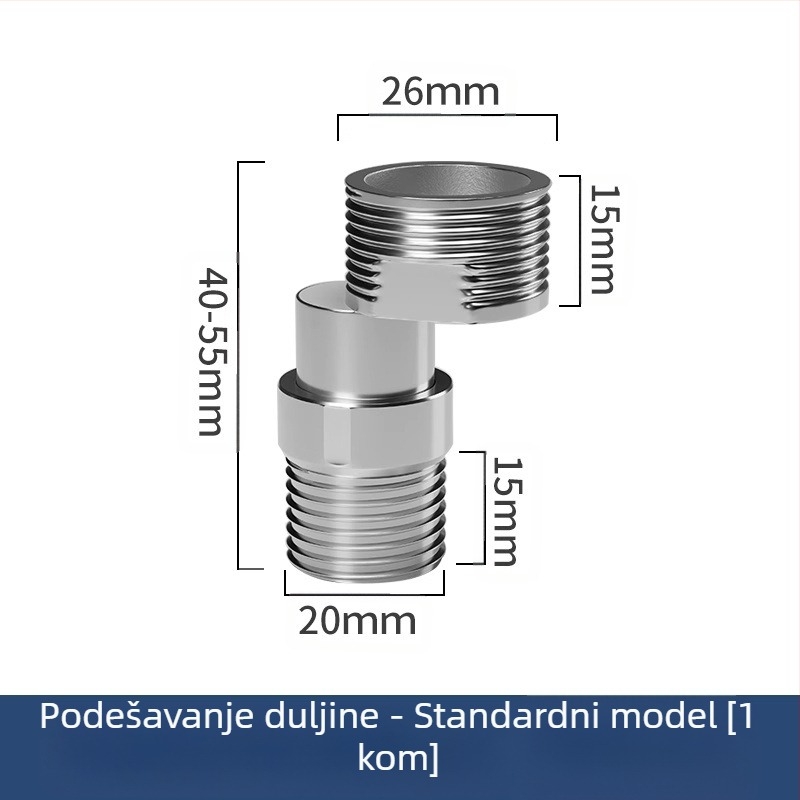 Tuš slavina s podesivim teleskopskim zakrivljenim nogama, produženi kut, bakreno tijelo, spoj